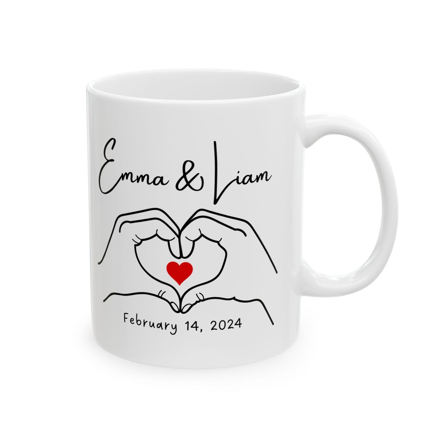 Custom Couple Mug Set/Personalized Wedding Gift/Heart Gift for Her/Valentine's Day Gift Idea /Girlfriend Gifts - M11W