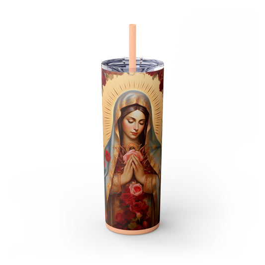 Virgin Mary Skinny Tumbler — 20oz Religious Stainless Straw Cup